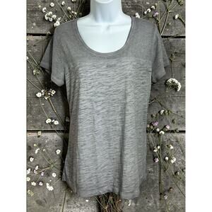 Women's Uniquely Lorna Jane Cara Athletic Tee Sz L Open Back Heathered Gray Top